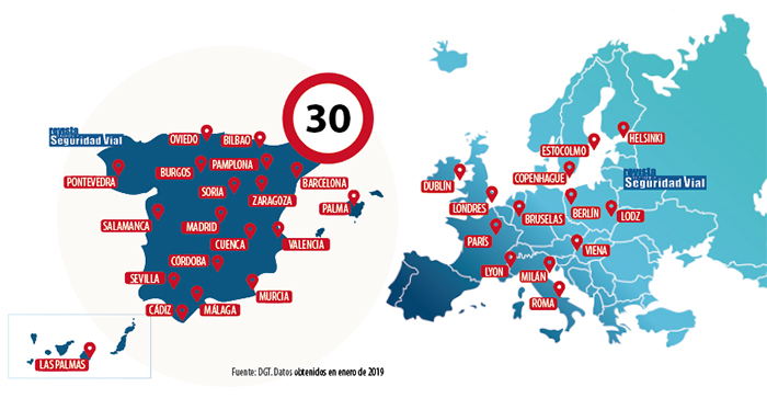 Ciudades españolas y europeas que han establecido una velocidad 30