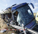Autobús accidentado en Ávila en julio 2013