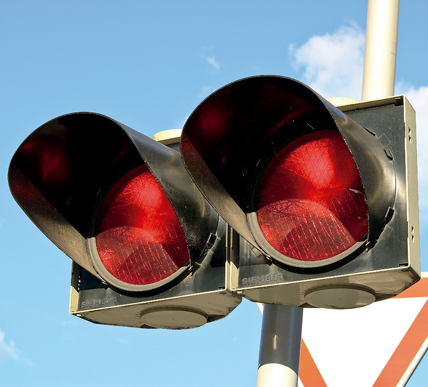 Semáforo dos luces rojas